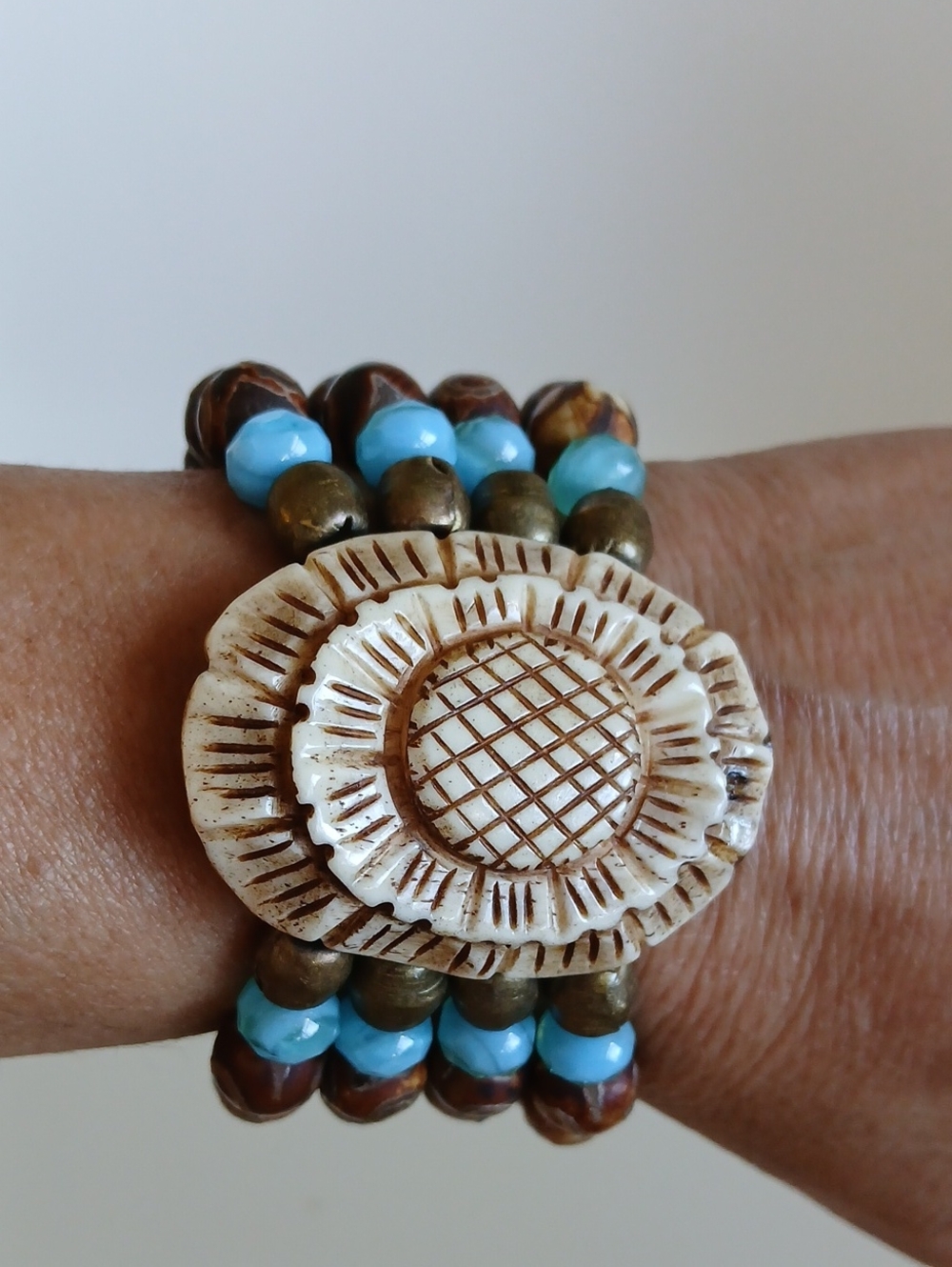 Handcrafted Tortoise Shell Beaded Bracelet - Unbranded Nwt